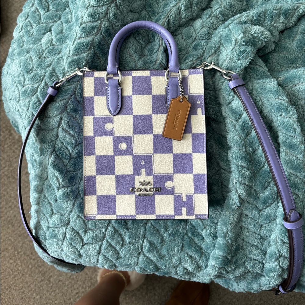 Coach purple checkered crossbody